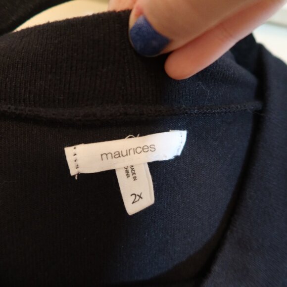 Maurices Black Sweater with Pattern Sleeves - Picture 2 of 5